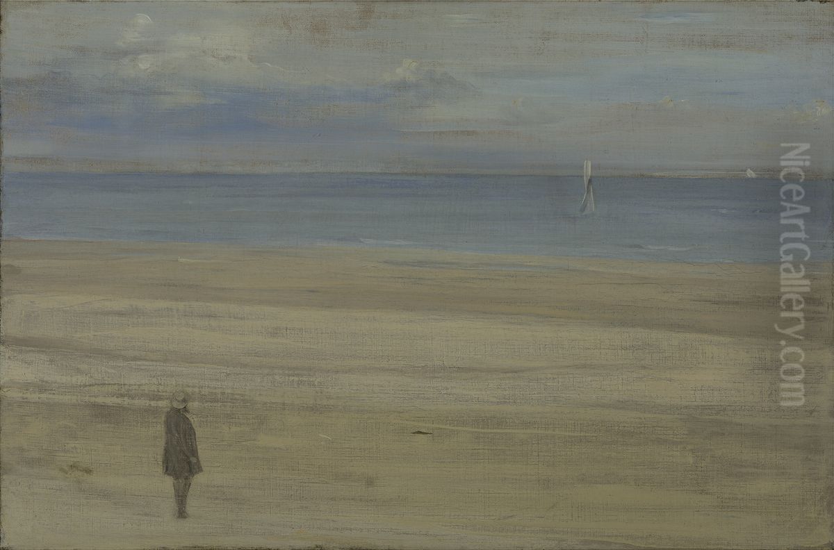 Harmonie in Blau und Silber: Trouville Oil Painting by James McNeill Whistler