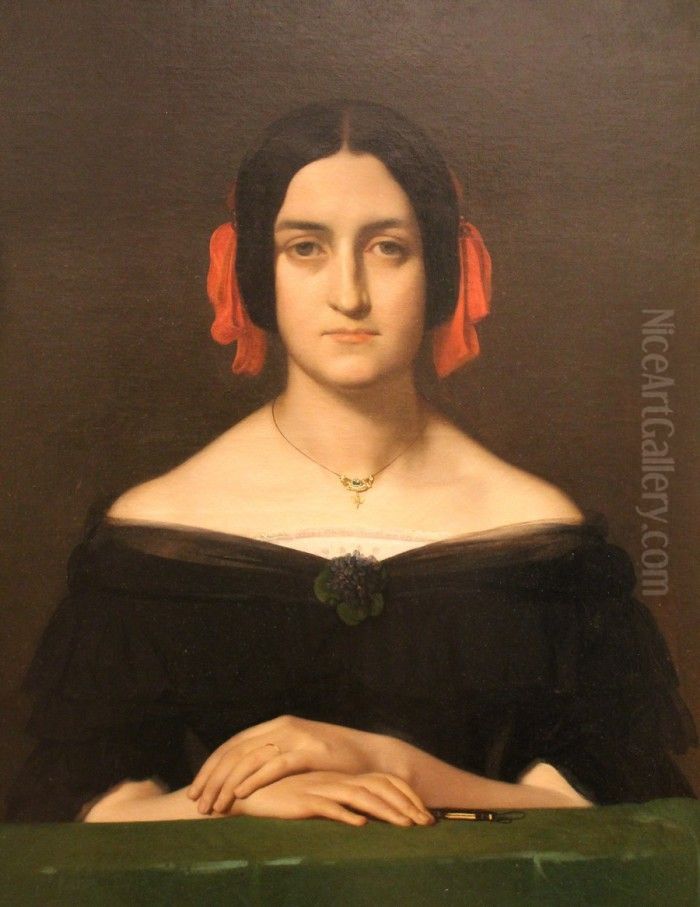 Portrait de Madame Oudine Oil Painting by Hippolyte Flandrin