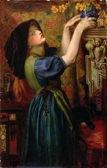 Marigolds Oil Painting by Dante Gabriel Rossetti