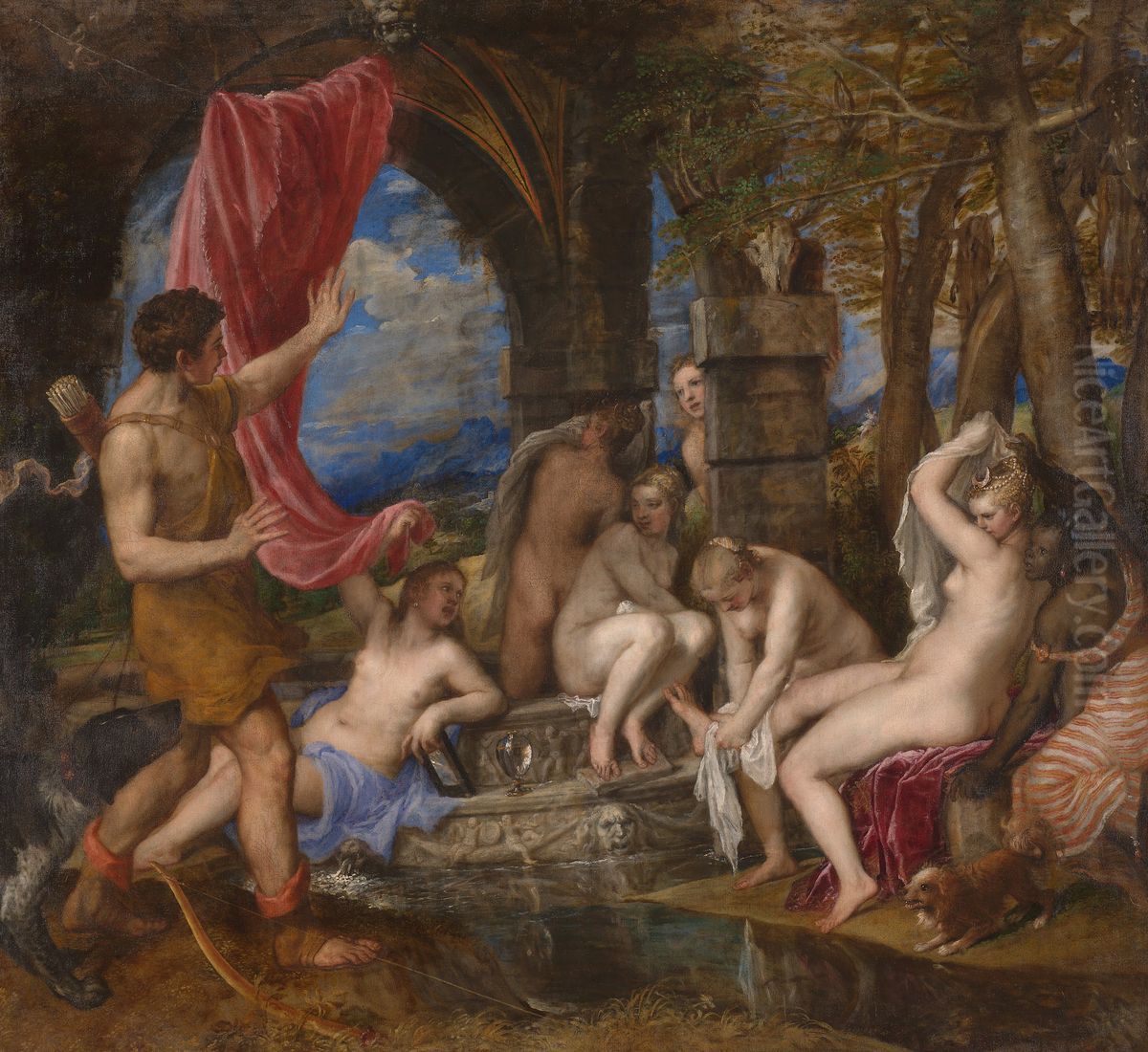 Diana   and  Actaeon Oil Painting by Titian