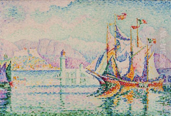 Antibes - Morning Oil Painting by Paul Signac
