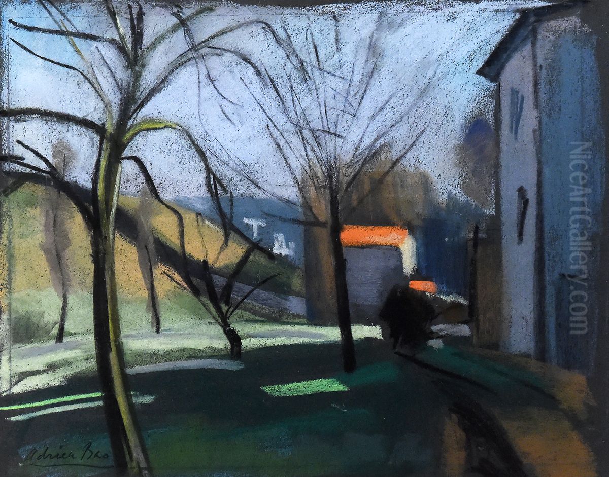 Printemps au toit rouge Oil Painting by Adrien Bas
