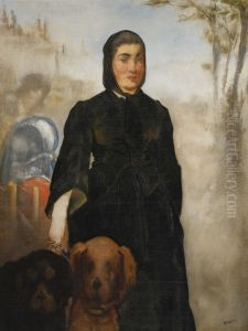 Woman with dogsFrancais :Femme aux chiens