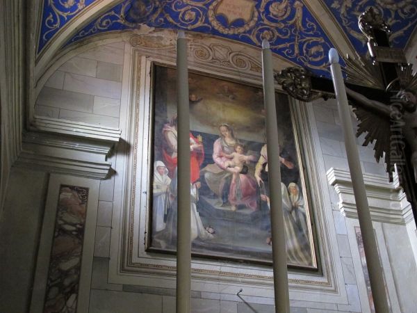 Madonna and Child with Saints Paolino, Lucia, Filippo Neri, Antonio Abate, Antonio da Padova and Elisabetta of Hungary Oil Painting by Giovanni Marracci
