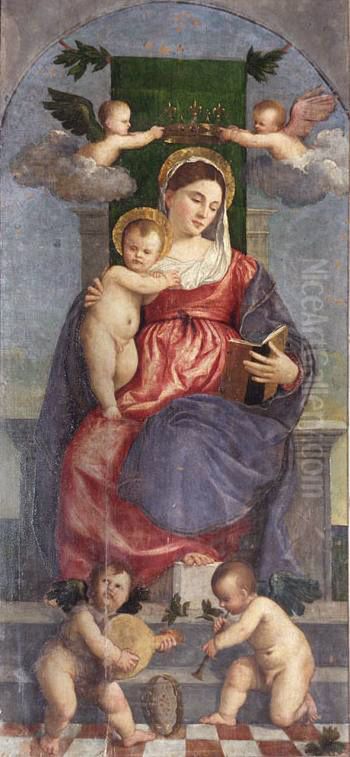 Madonna con il bambino Oil Painting by Francesco Vecellio