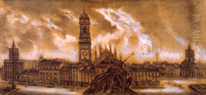 Monza Oil Painting by Anselmo Bucci