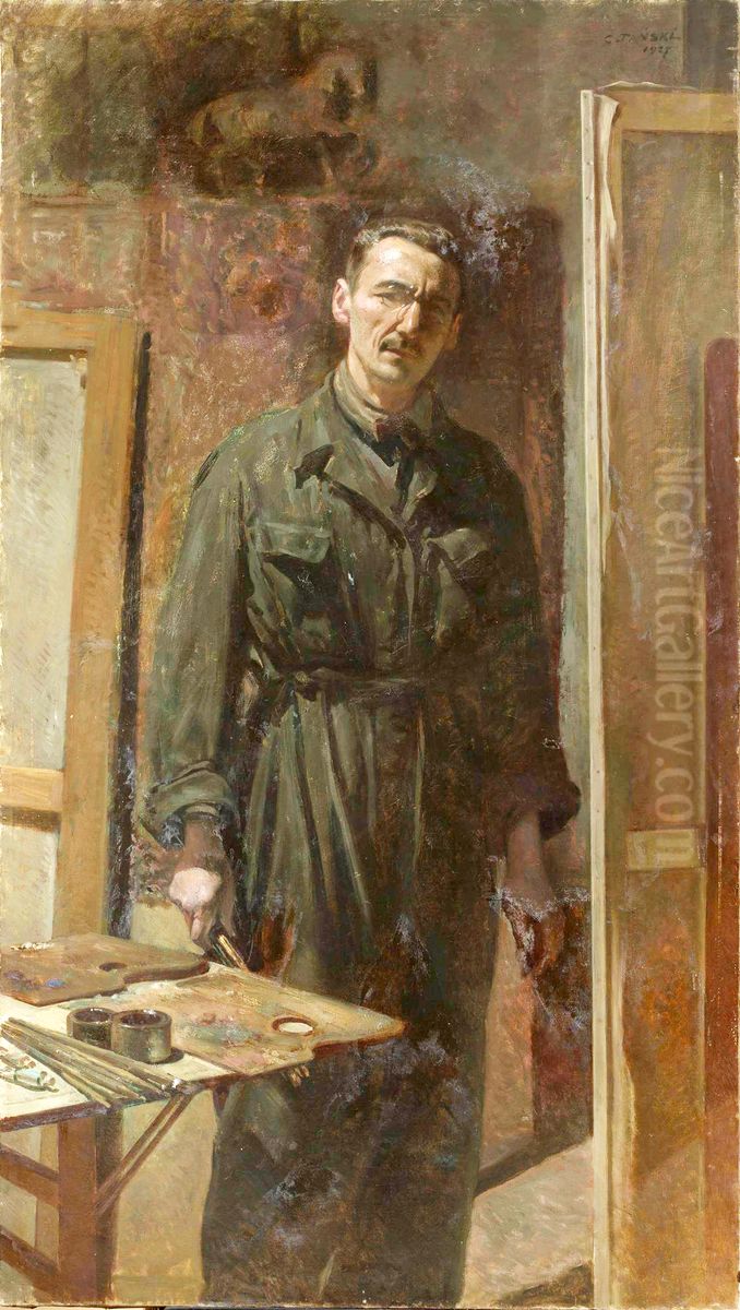 Autoportret Oil Painting by Czeslaw Tanski Autoportret Oil Painting by Czeslaw Tanski