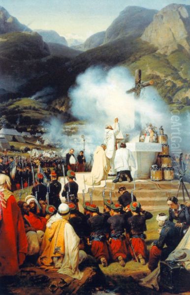 Premiere messe en Kabylie (First mass in Kabylie) Oil Painting by Horace Vernet