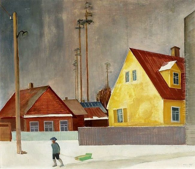 Yellow house Oil Painting by Michal Rouba