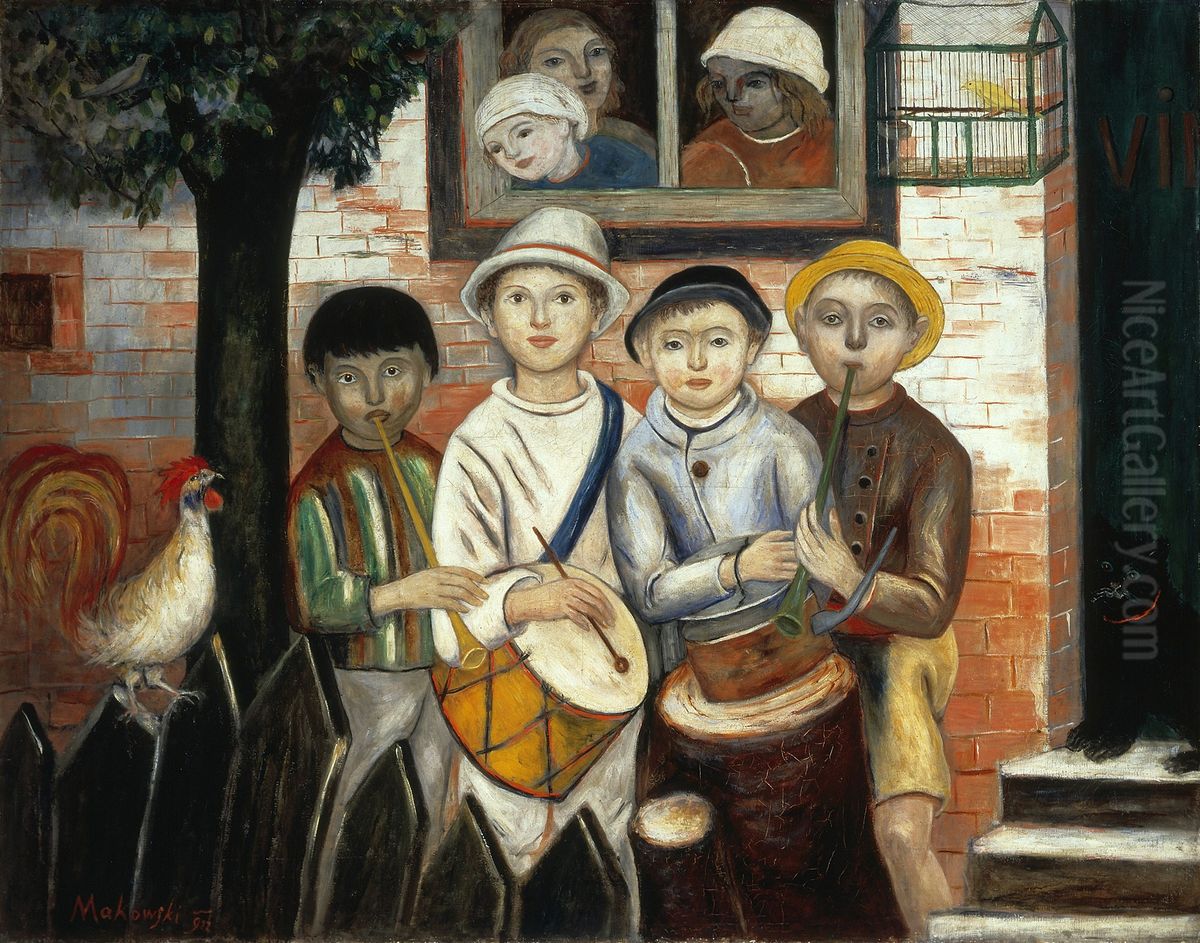 Children's band Oil Painting by Tadeusz Makowski Children's band Oil Painting by Tadeusz Makowski