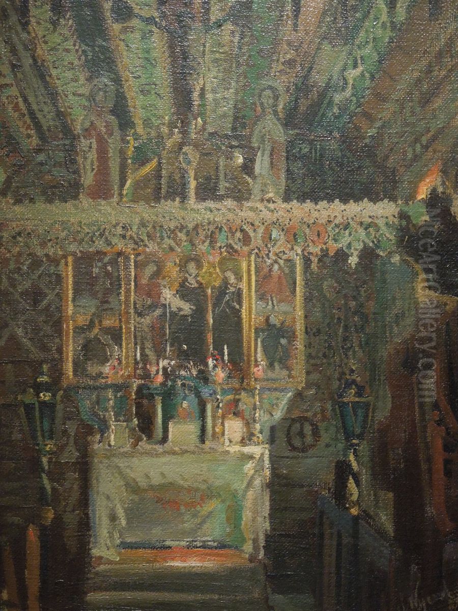 Interior of the church in Debno Oil Painting by Leon Wyczolkowski Interior of the church in Debno Oil Painting by Leon Wyczolkowski