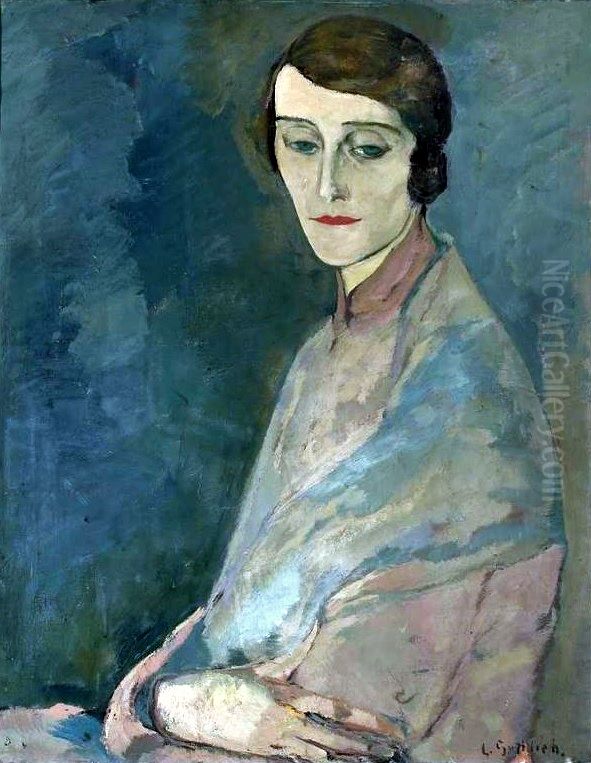 Portrait of a woman (Portrait of Ms Edwardowa Woroniecka] Oil Painting by Leopold Gottlieb