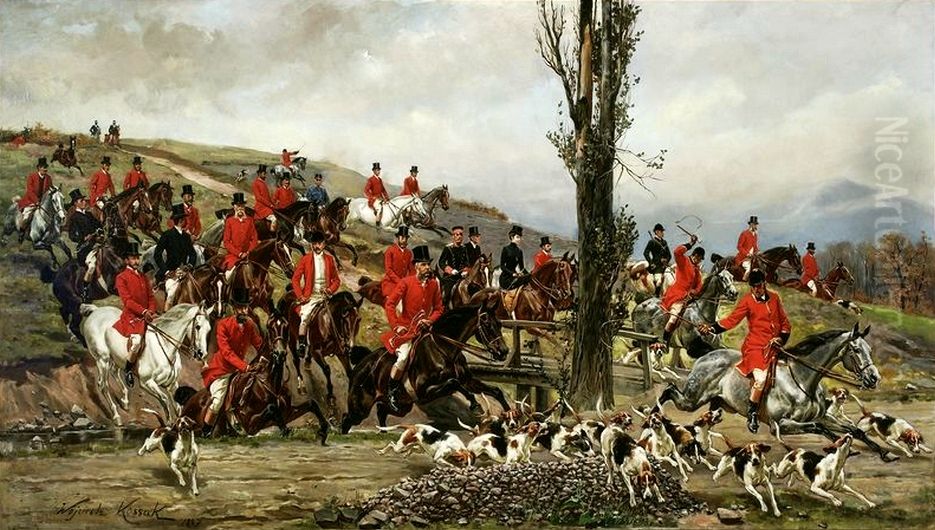 Imperial hunting in Godollo Oil Painting by Wojciech Kossak