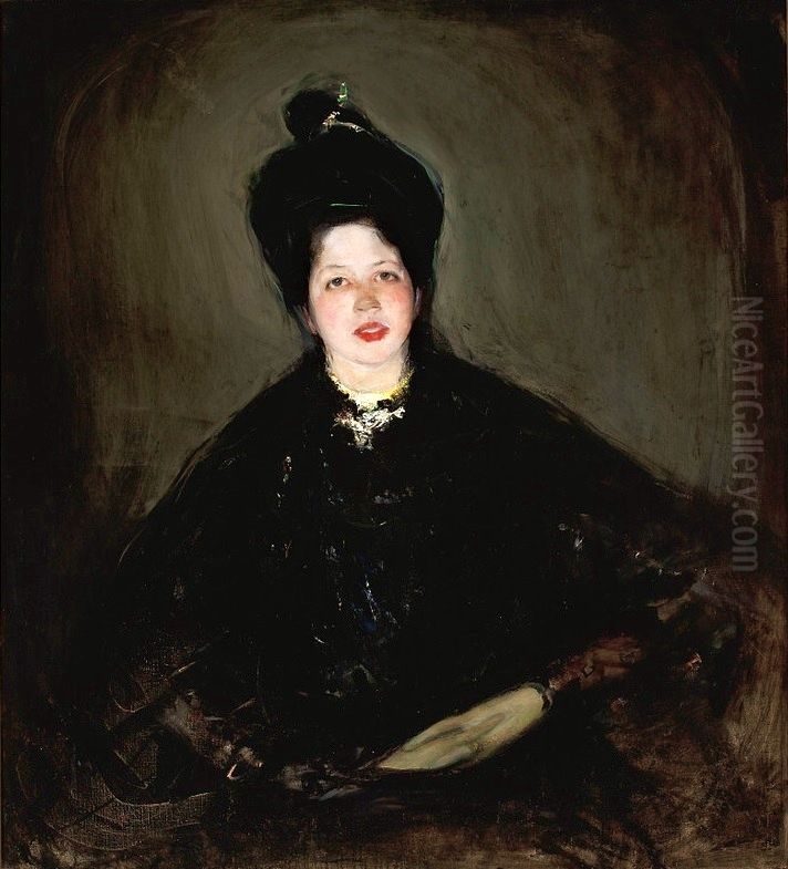 Portrait of Alina Glass nee Bondy Oil Painting by Konrad Krzyzanowski