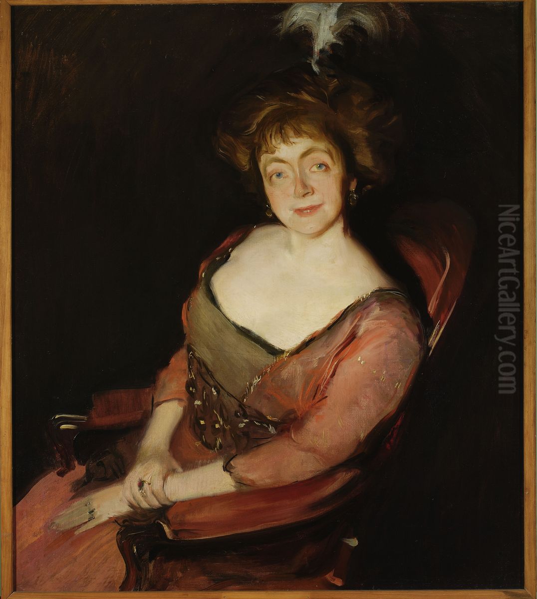 Portrait of Janina Dziekonska nee Korsak Oil Painting by Konrad Krzyzanowski