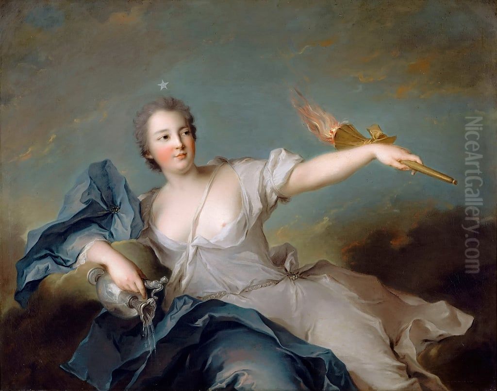Marie-Anne de Nesle, Marquise de La Tournelle, Duchesse de Chateauroux(1717-1744) Oil Painting by Jean-Marc Nattier