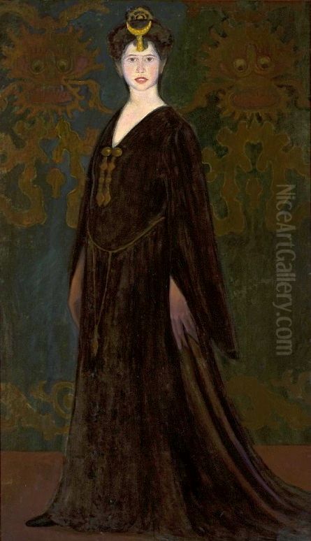 Portrait of Alina Glass nee Bondy Oil Painting by Jan Rembowski