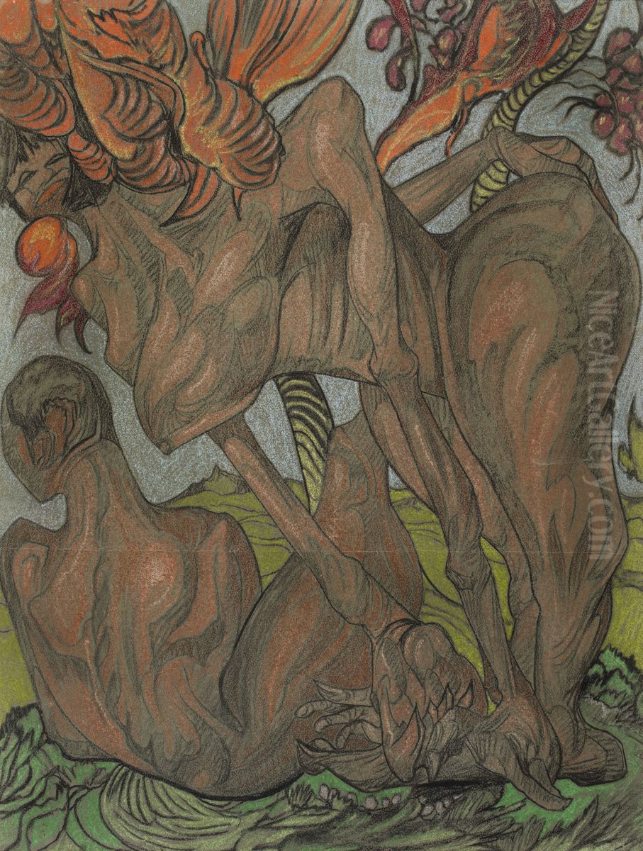 Tempting of Adam Oil Painting by Stanislaw Ignacy Witkiewicz (Witkacy)