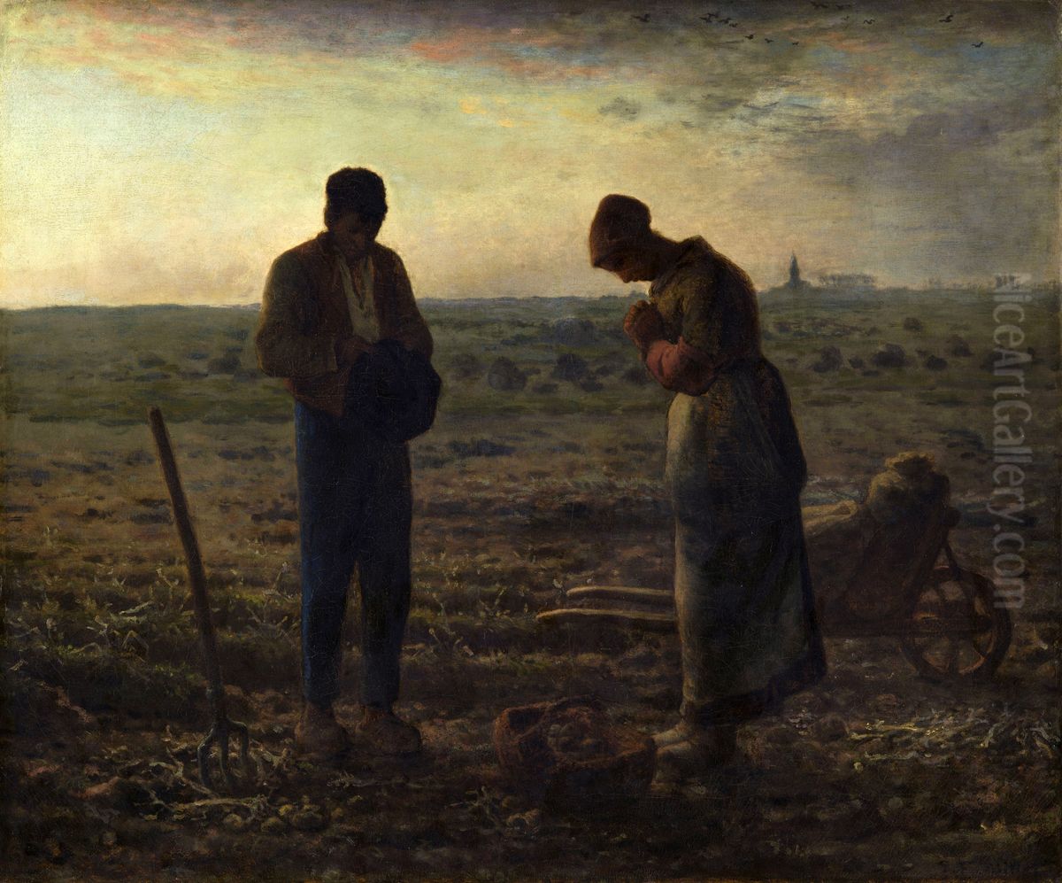 The Angelus Oil Painting by Jean-Francois Millet