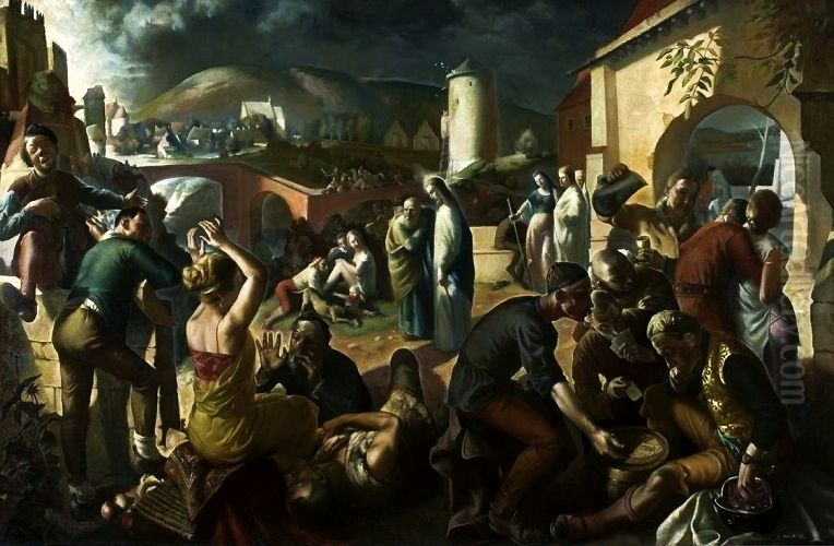 Christ and city Oil Painting by Jan Wydra