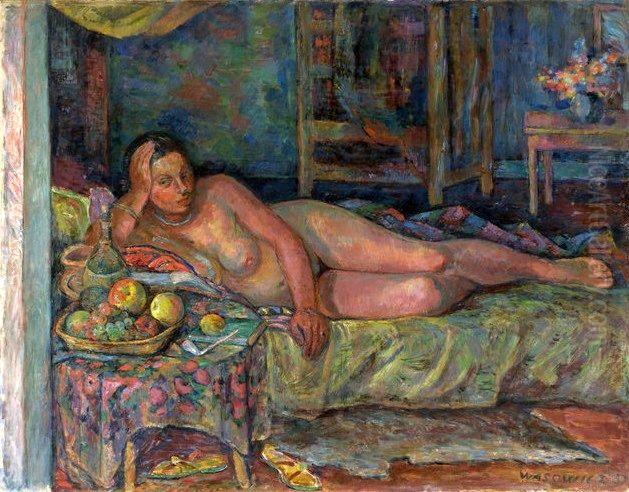 Nude with still life Oil Painting by Waclaw Wasowicz