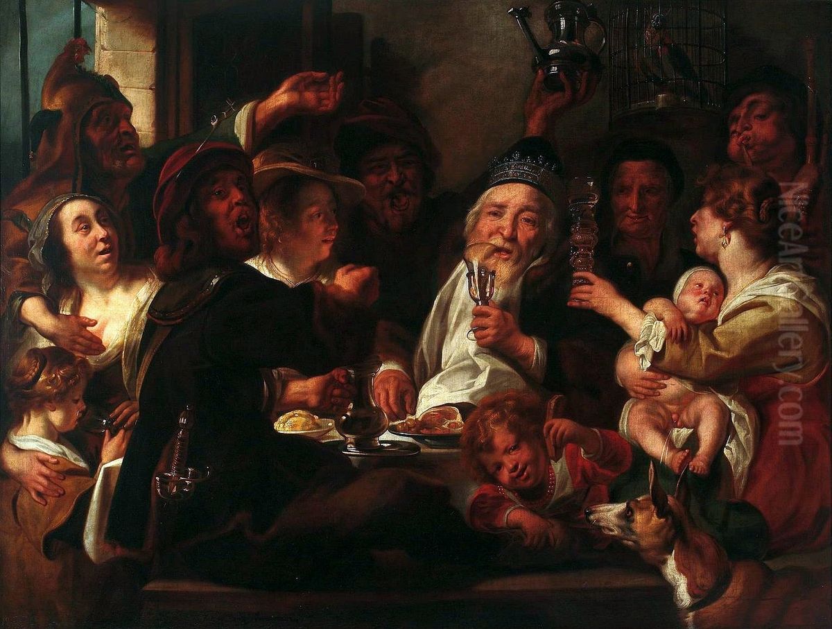 King of drunkards Oil Painting by Jacob Jordaens