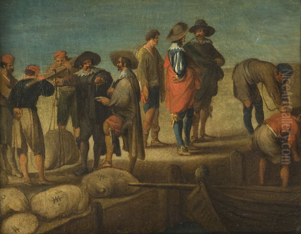 Harbour Scene Oil Painting by Cornelis de Wael