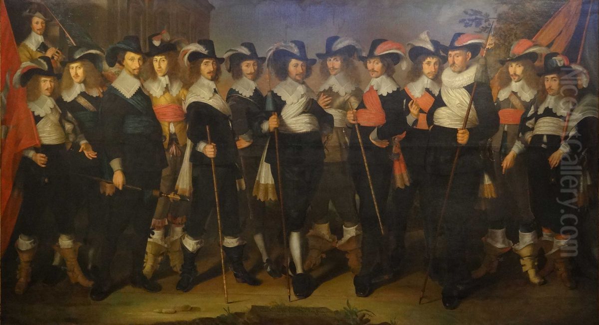 Militia piece with colonel Harmanus Herberts and his officers Oil Painting by Wouter Crabeth II