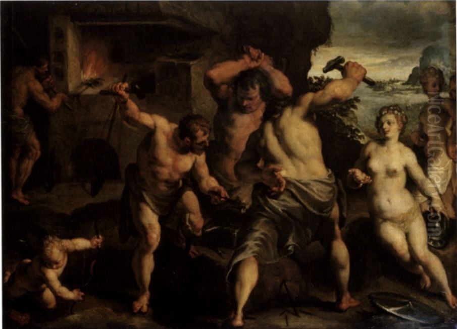 Venus in the Forge of Vulcan Oil Painting by Felice Riccio