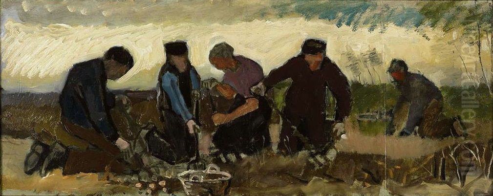 Potato harvest (five figures) Oil Painting by Vincent Van Gogh