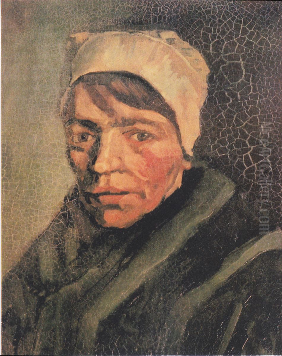 Kopf einer Bauerin mit weisser Haube Oil Painting by Vincent Van Gogh