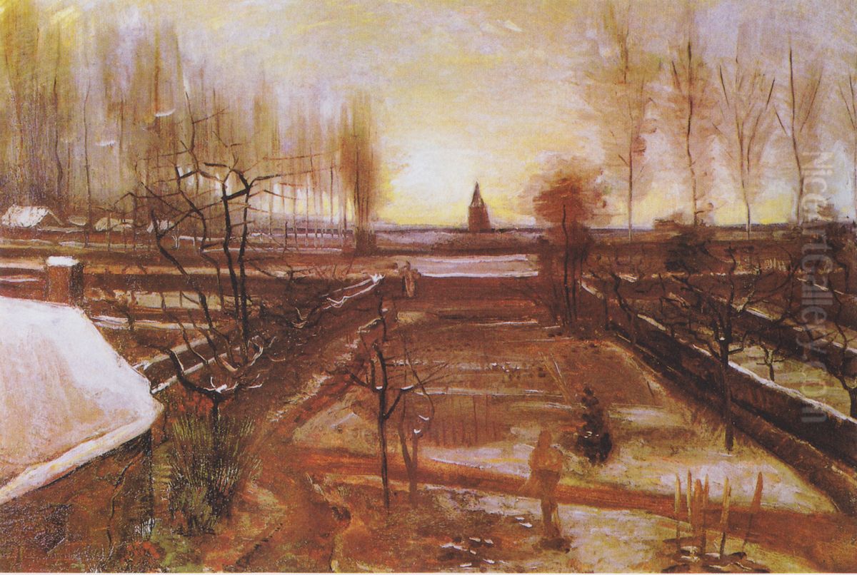 The rectory garden in Nuenen in the Snow Oil Painting by Vincent Van Gogh
