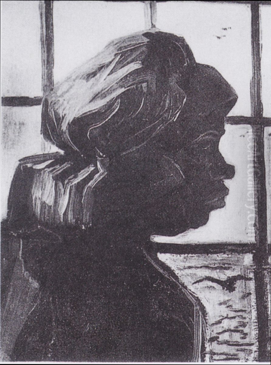 Head of a Peasant woman in front of the window Oil Painting by Vincent Van Gogh