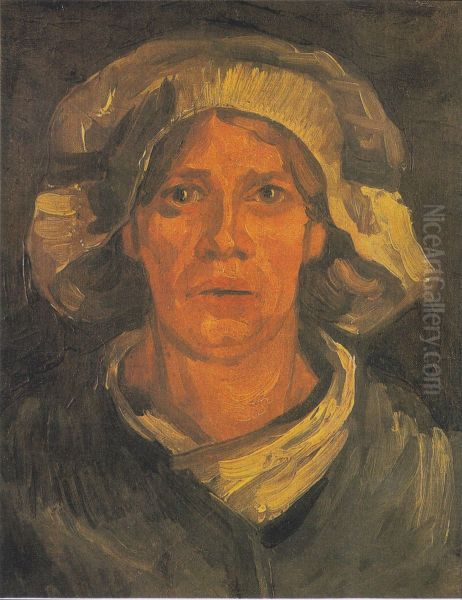 Kopf einer Bauerin mit weisser Haube Oil Painting by Vincent Van Gogh