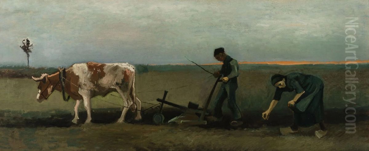 Planting potatoes Oil Painting by Vincent Van Gogh