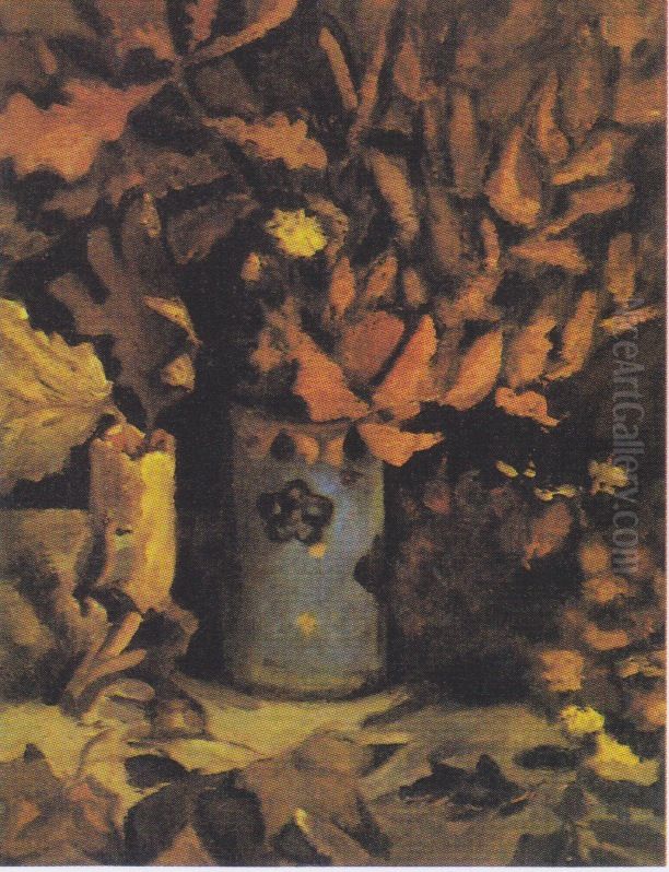 Vase with wilted leaf Oil Painting by Vincent Van Gogh