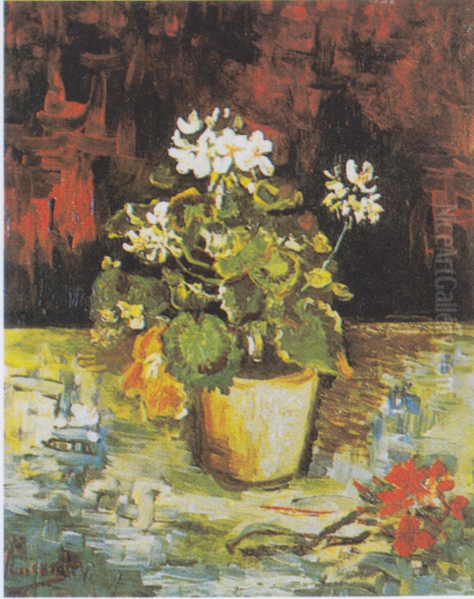 Geranie in einem Blumentopf Oil Painting by Vincent Van Gogh