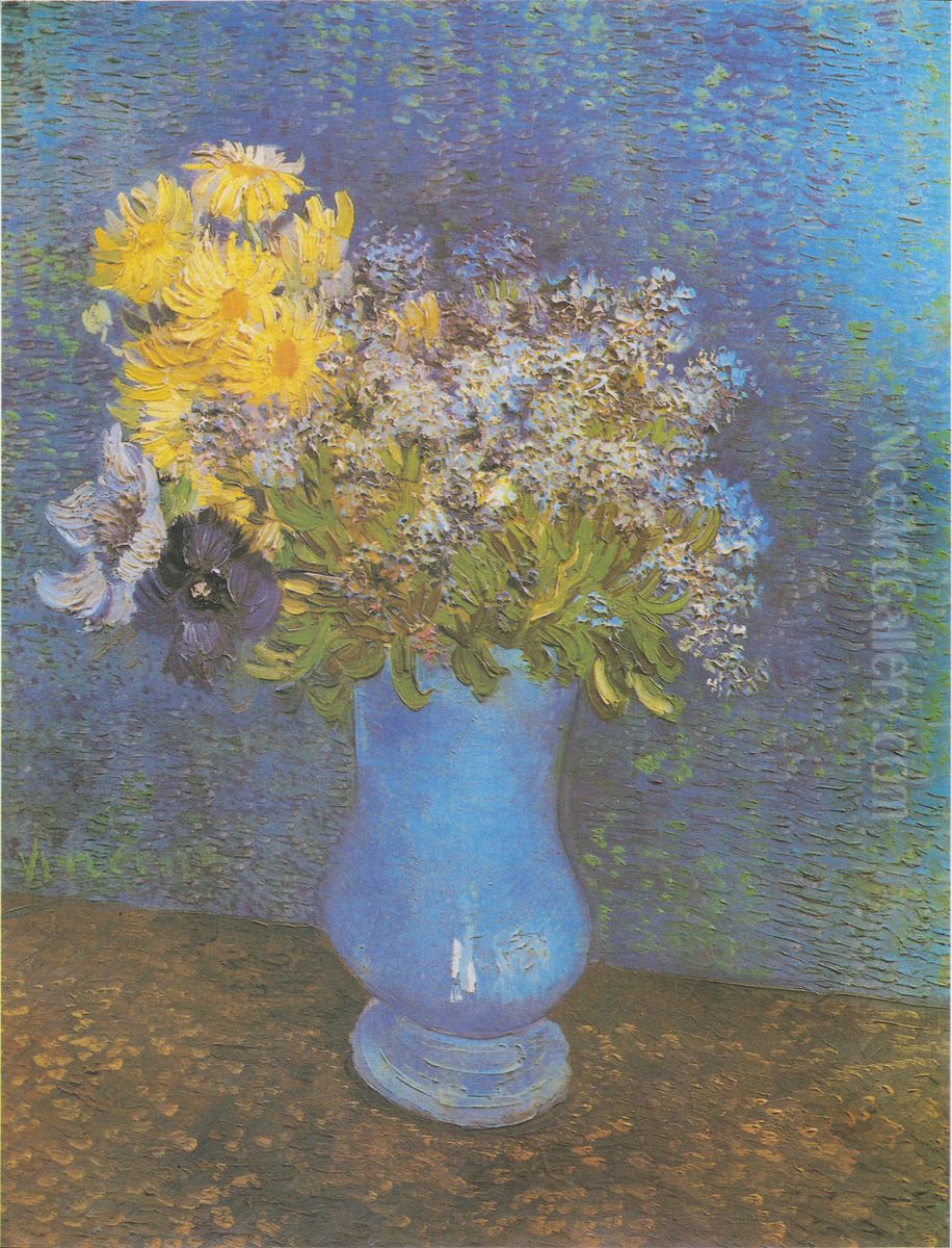 Vase of lilacs, daisies and anemones Oil Painting by Vincent Van Gogh