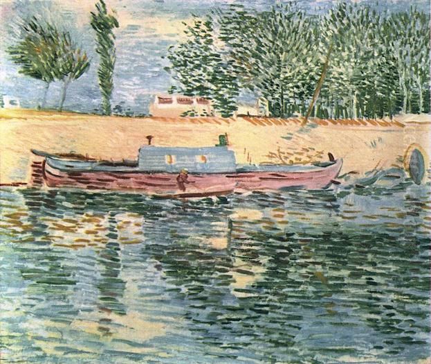 Seine-shore with boats Oil Painting by Vincent Van Gogh