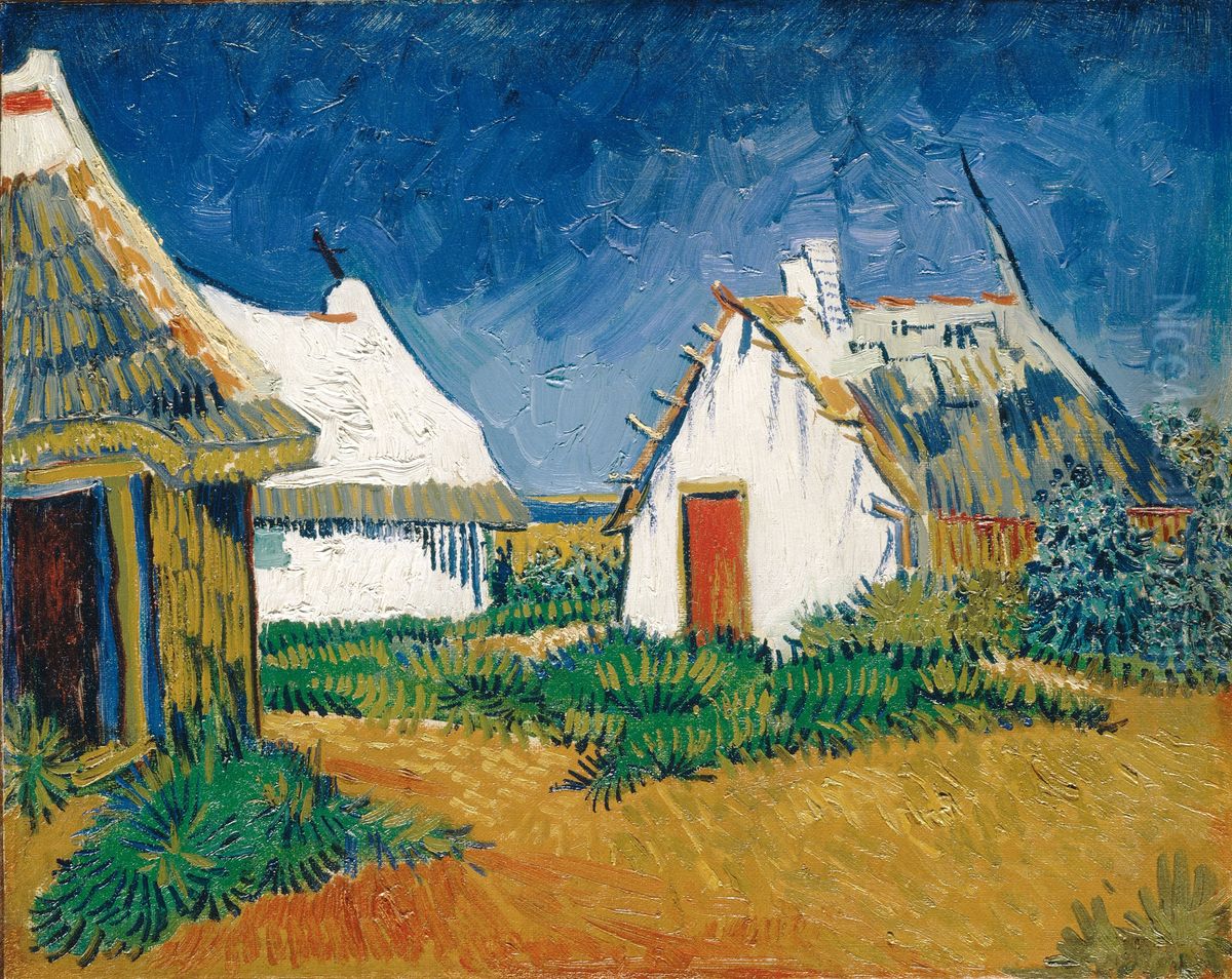Three white cottages in Saintes-Maries Oil Painting by Vincent Van Gogh