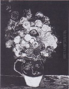 Vase of zinnias