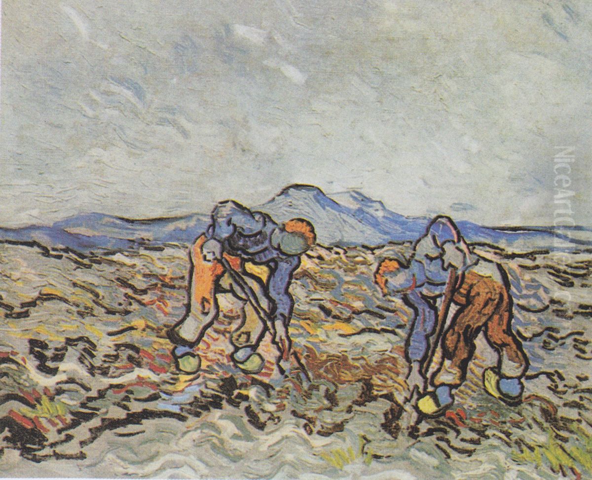 Peasants harvesting potatoes Oil Painting by Vincent Van Gogh