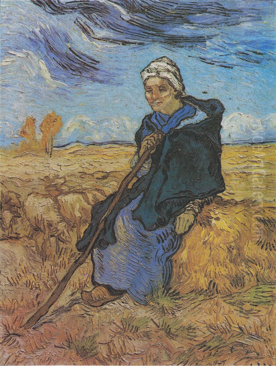 The shepherdess (after Millet) Oil Painting by Vincent Van Gogh