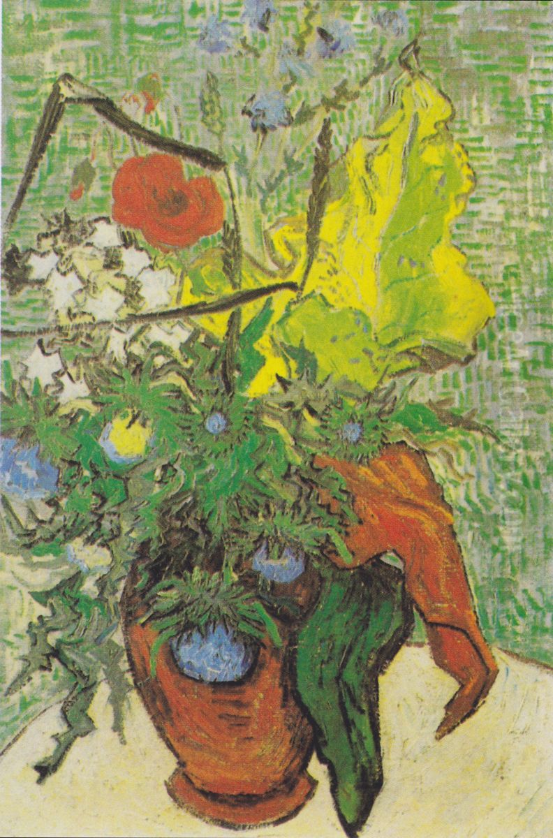 Feldblumen und Disteln in einer Vase Oil Painting by Vincent Van Gogh