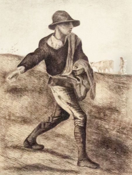 Sower (after Millet, 1881) Oil Painting by Vincent Van Gogh