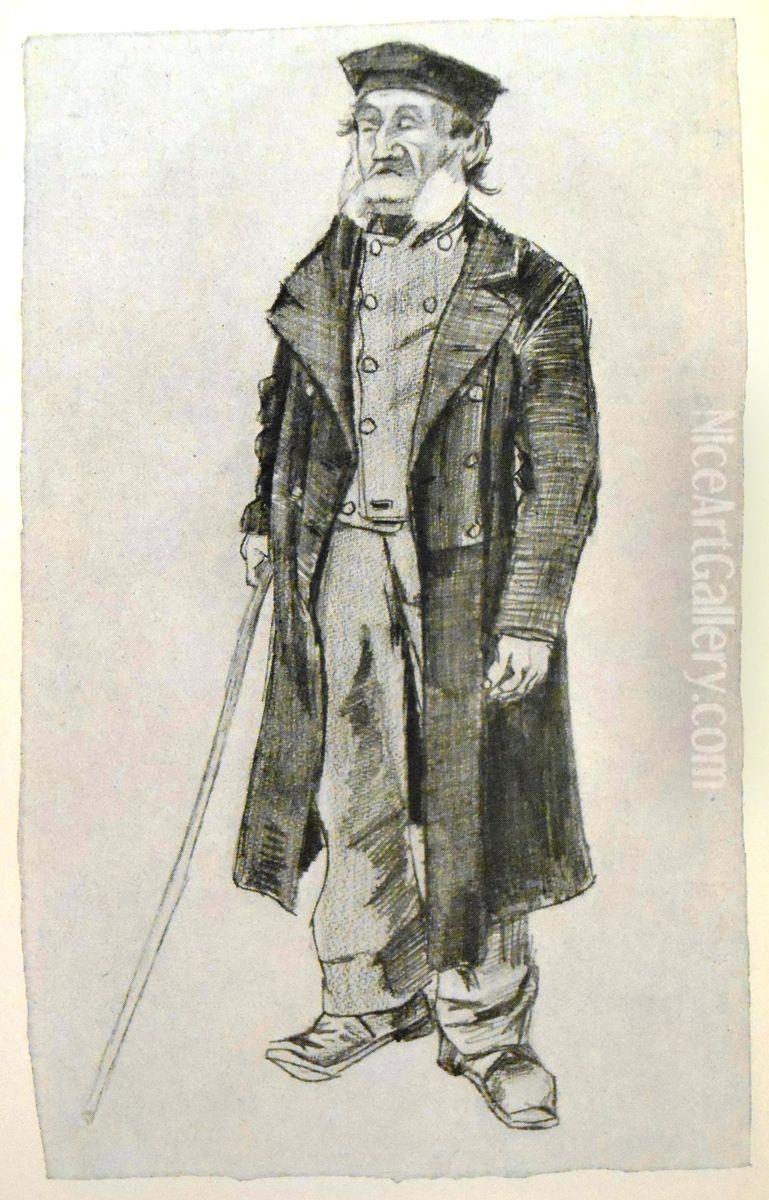 Workhouse-inmate with skull-cap and stick Oil Painting by Vincent Van Gogh