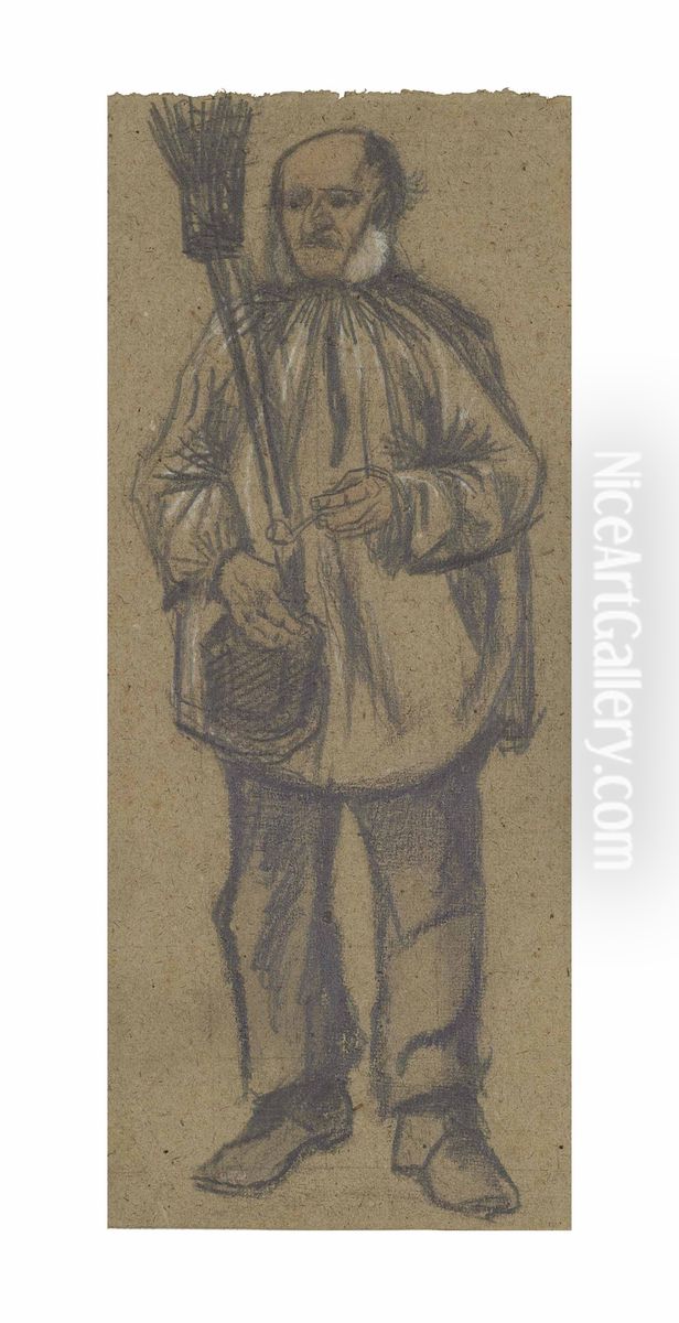 Orphan Man, Wearing a Blouse, with Broom and Pipe Oil Painting by Vincent Van Gogh
