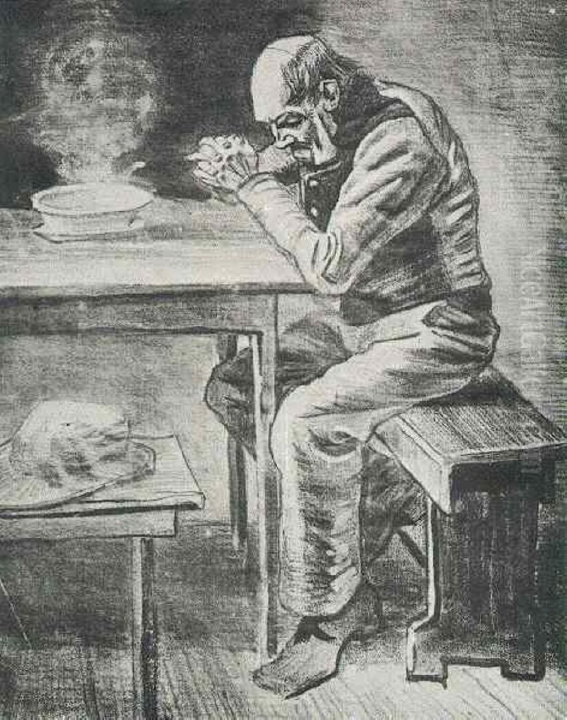 Prayer Before the Meal Oil Painting by Vincent Van Gogh