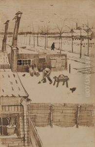 View from the window of Vincent's studio in winter / Snowy Yard