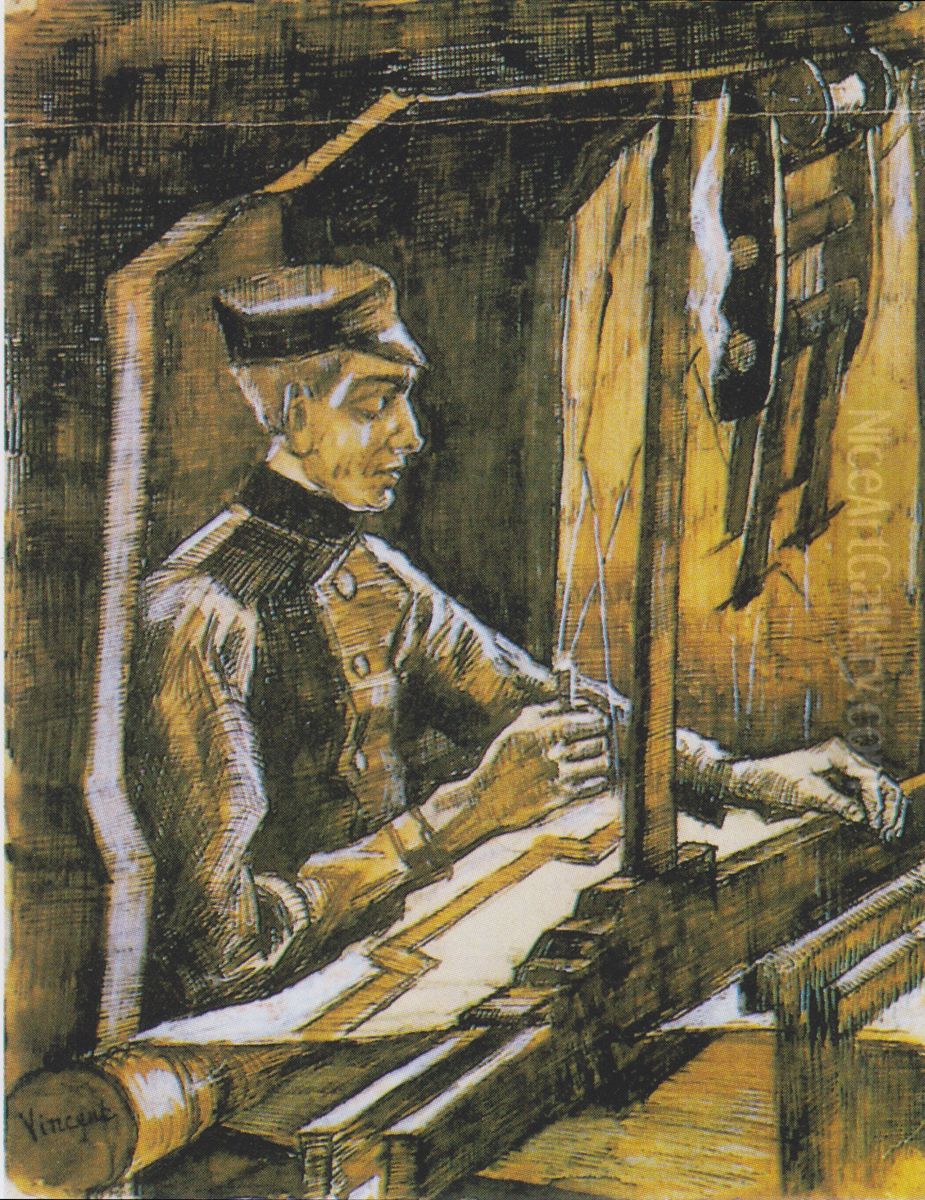 Weaver at the loom - (View to right) Oil Painting by Vincent Van Gogh